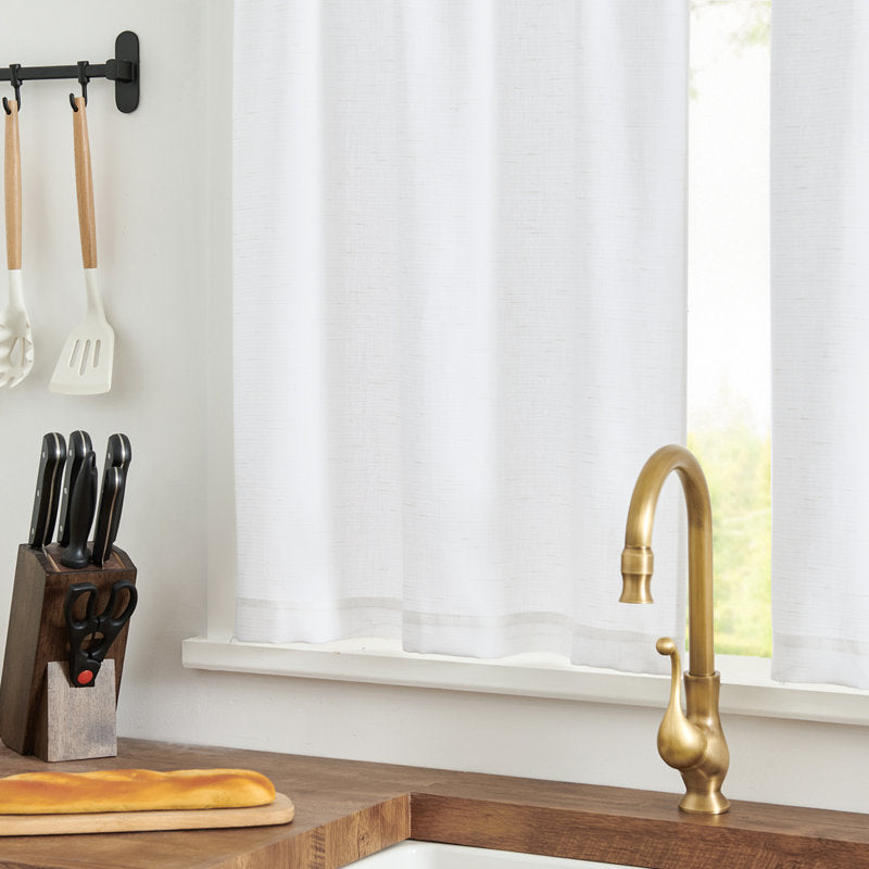 Linen Blend Cafe Curtain Set - Semi-Sheer Kitchen Tier Curtains