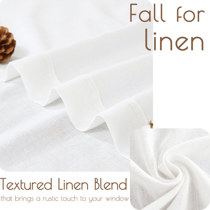 Linen Blend Cafe Curtain Set - Semi-Sheer Kitchen Tier Curtains