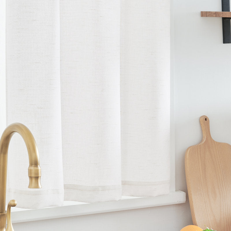 Linen Blend Cafe Curtain Set - Semi-Sheer Kitchen Tier Curtains