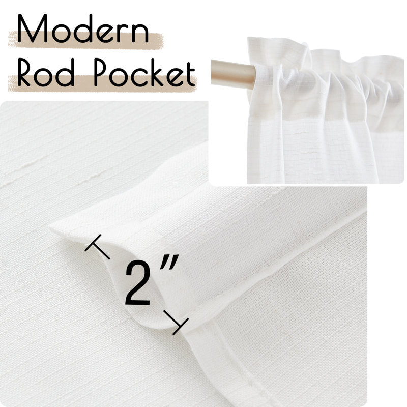 Linen Blend Cafe Curtain Set - Semi-Sheer Kitchen Tier Curtains