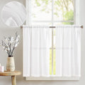 Linen Blend Cafe Curtain Set - Semi-Sheer Kitchen Tier Curtains