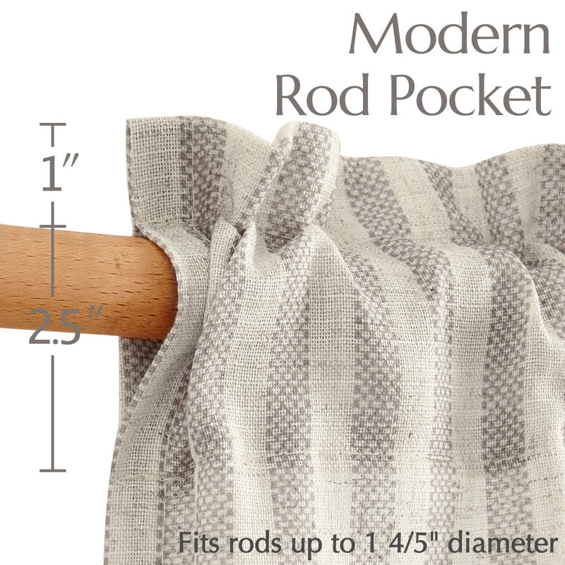 Linen Striped Kitchen Cafe Curtains - Rod Pocket Light Filtering Tiers
