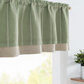 Farmhouse Striped Linen Double Layer Valance Curtain for Kitchen