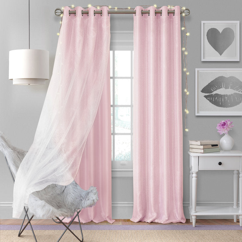 Room Darkening Sheer Overlay Curtain Panel - Kids & Teens Bedroom