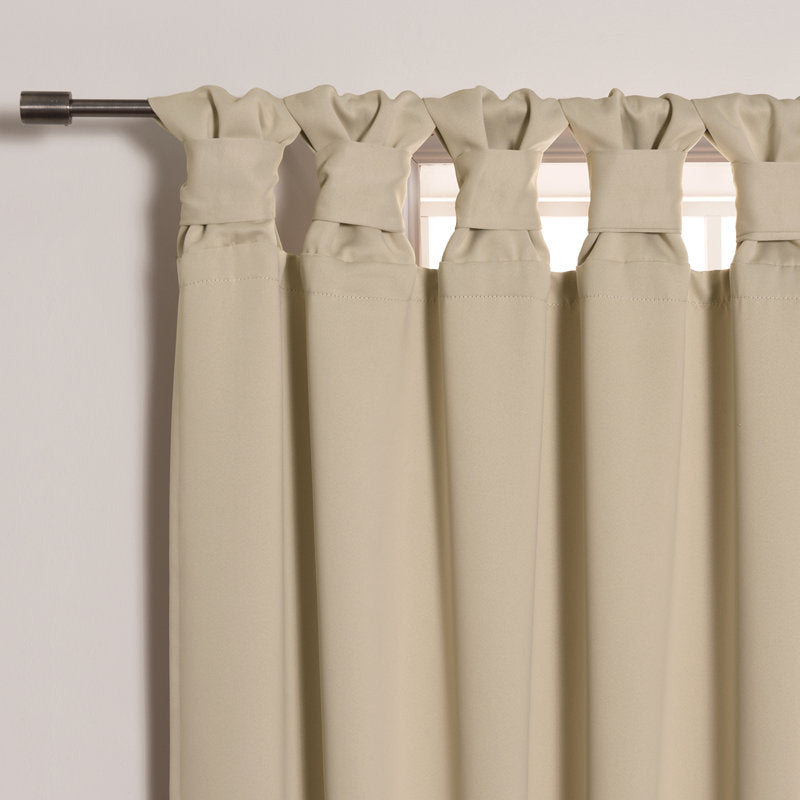 Molloy Knotted Tab Room Darkening Curtain Pair - Thermal Insulated