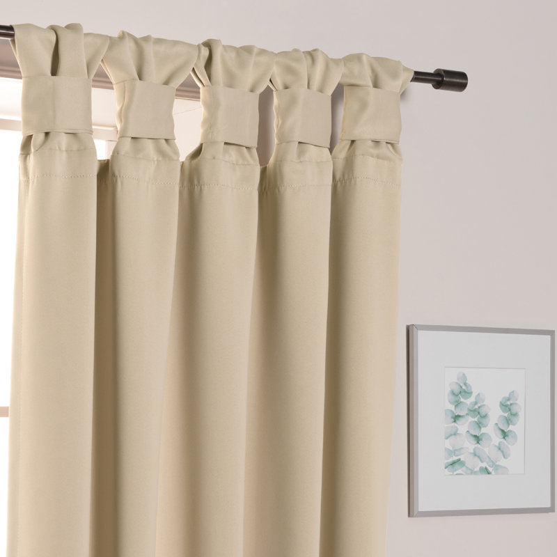 Molloy Knotted Tab Room Darkening Curtain Pair - Thermal Insulated