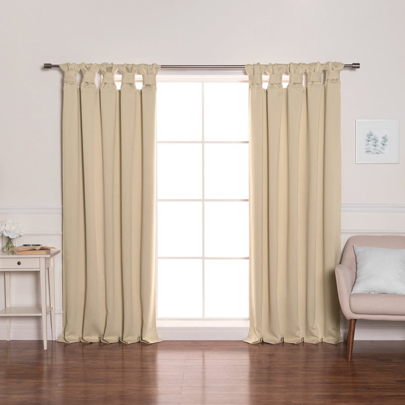 Molloy Knotted Tab Room Darkening Curtain Pair - Thermal Insulated