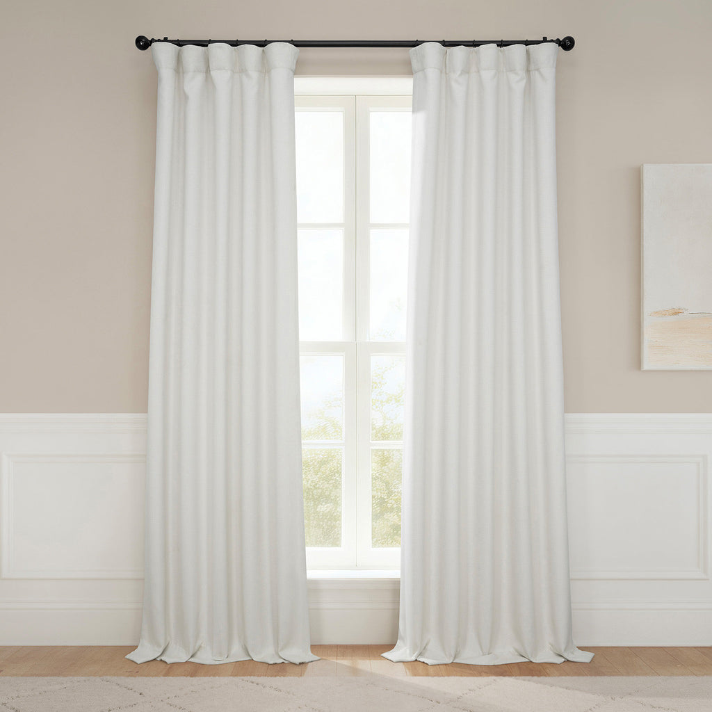 Ottis Faux Linen Room Darkening Curtain Panel - Textured Drapes