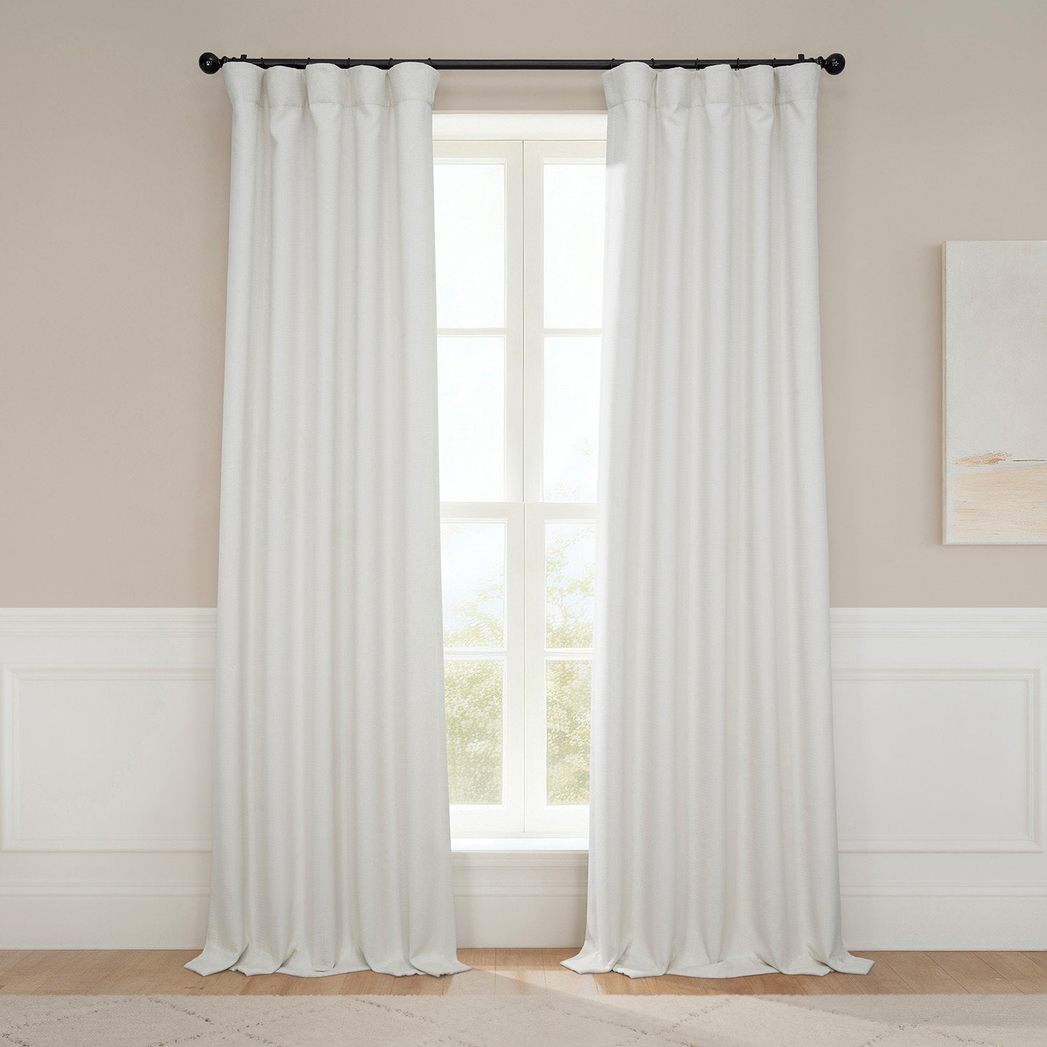 Ottis Faux Linen Room Darkening Curtain Panel - Textured Drapes