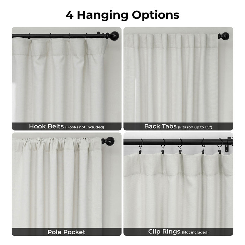 Ottis Faux Linen Room Darkening Curtain Panel - Textured Drapes