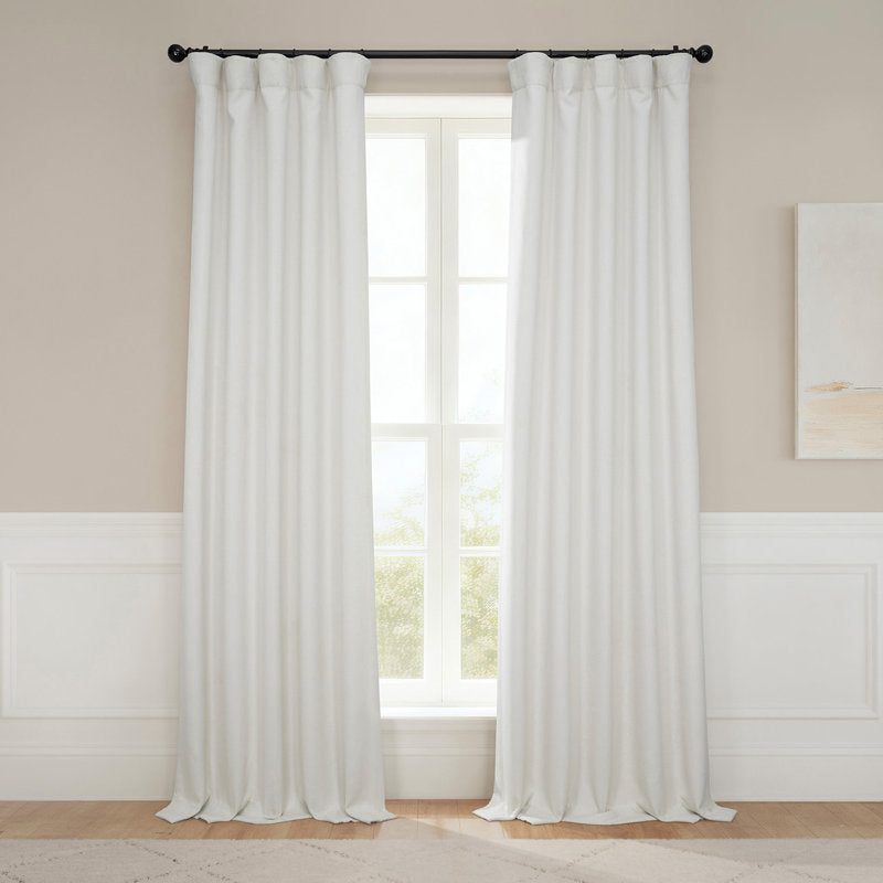 Ottis Faux Linen Room Darkening Curtain Panel - Textured Drapes