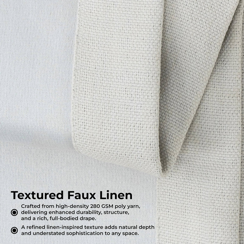 Ottis Faux Linen Room Darkening Curtain Panel - Textured Drapes
