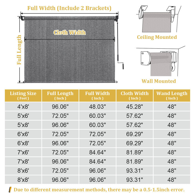 Outdoor Roller Shade - 220GSM HDPE Fabric for Patio & Porch
