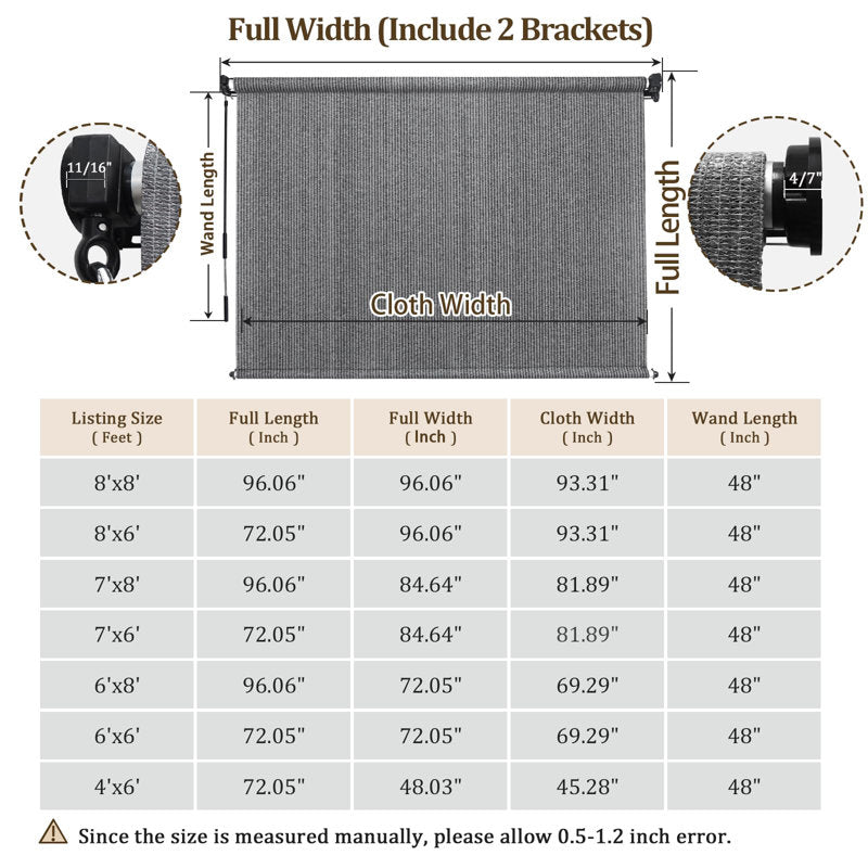 Outdoor Roller Shade - 220GSM HDPE Fabric for Patio & Porch