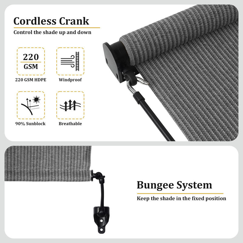 Outdoor Roller Shade - 220GSM HDPE Fabric for Patio & Porch