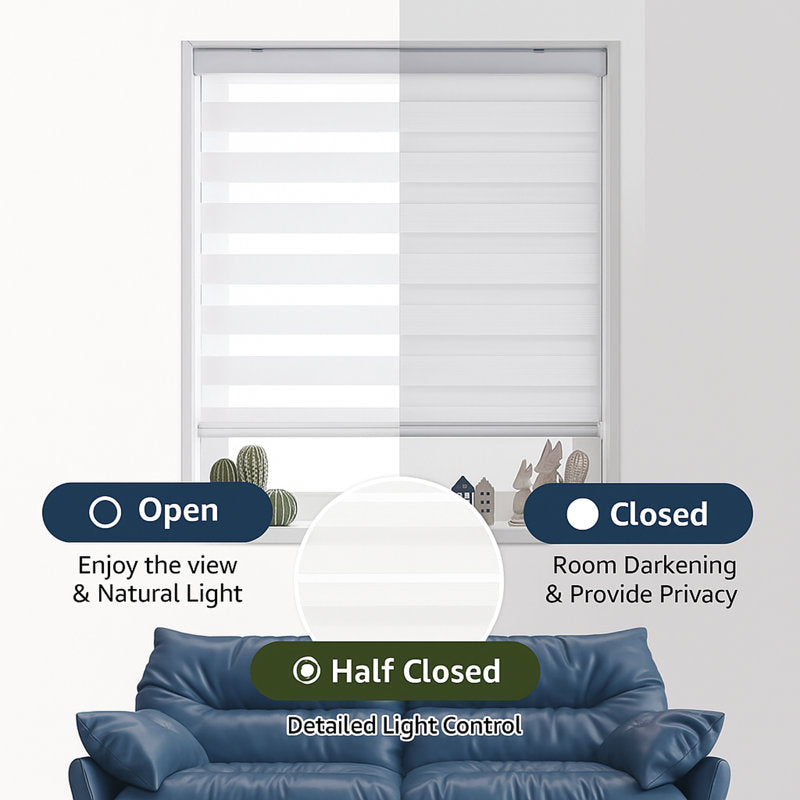 Zebra Roller Blinds - Dual Layer Light Filtering Window Shades