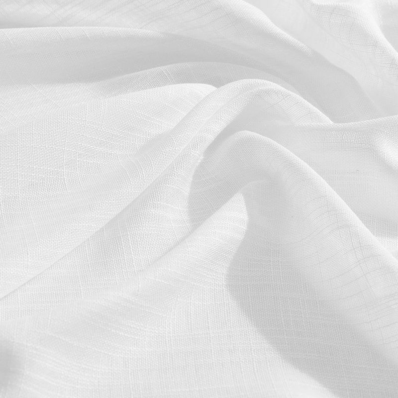 Faux Linen Semi Sheer Curtains - Textured Rod Pocket Panels (Set of 2)