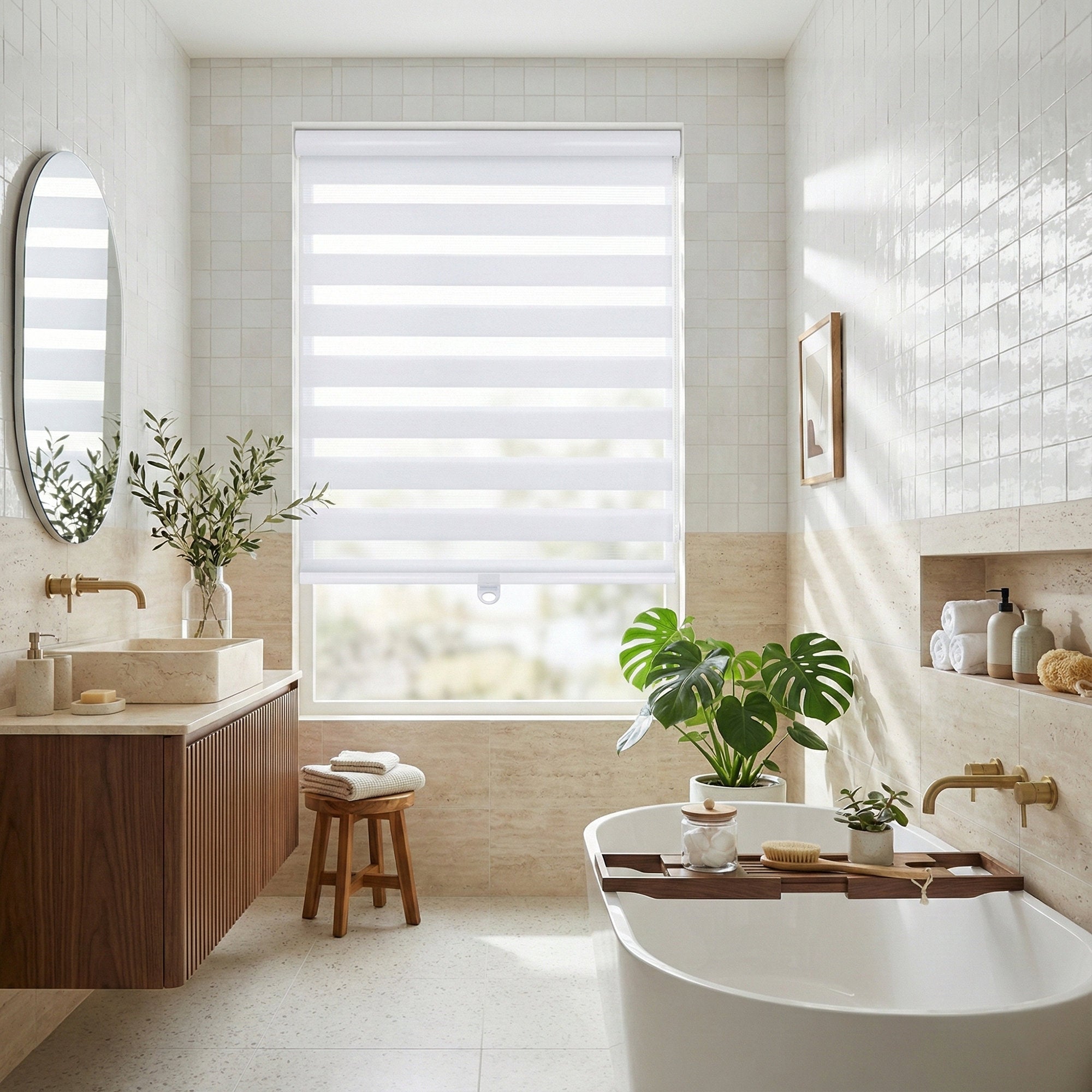 Cordless Zebra Shades - Dual Layer Day & Night Light Filtering Blinds