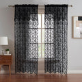 Vintage Rose Lace Semi Sheer Curtains - Pair with Valance & Tassels