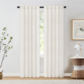 Linen Blend Semi-Sheer Back Tab Curtains for Living Room (Set of 2)