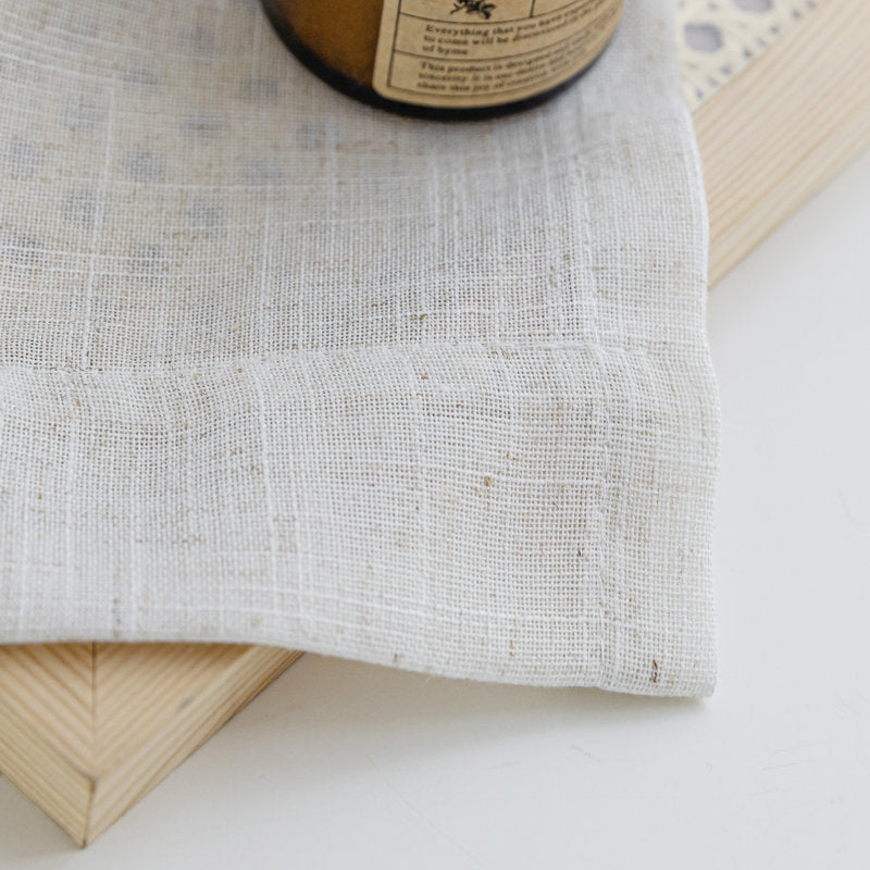 Linen Blend Semi-Sheer Back Tab Curtains for Living Room (Set of 2)