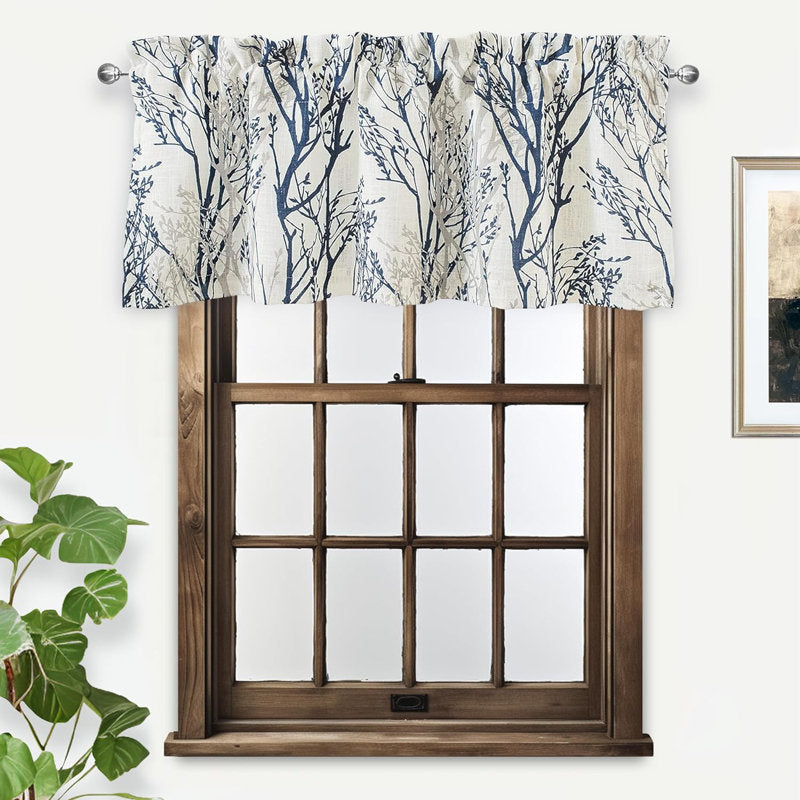 Tree Branch Linen Blackout Valance - Thermal Insulated Window Decor