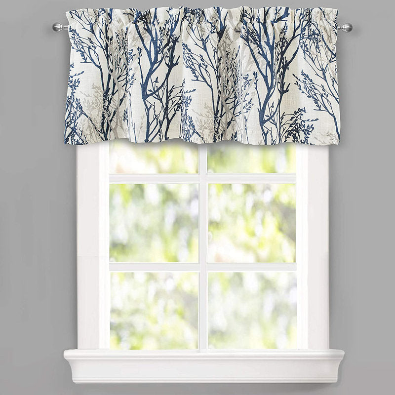 Tree Branch Linen Blackout Valance - Thermal Insulated Window Decor