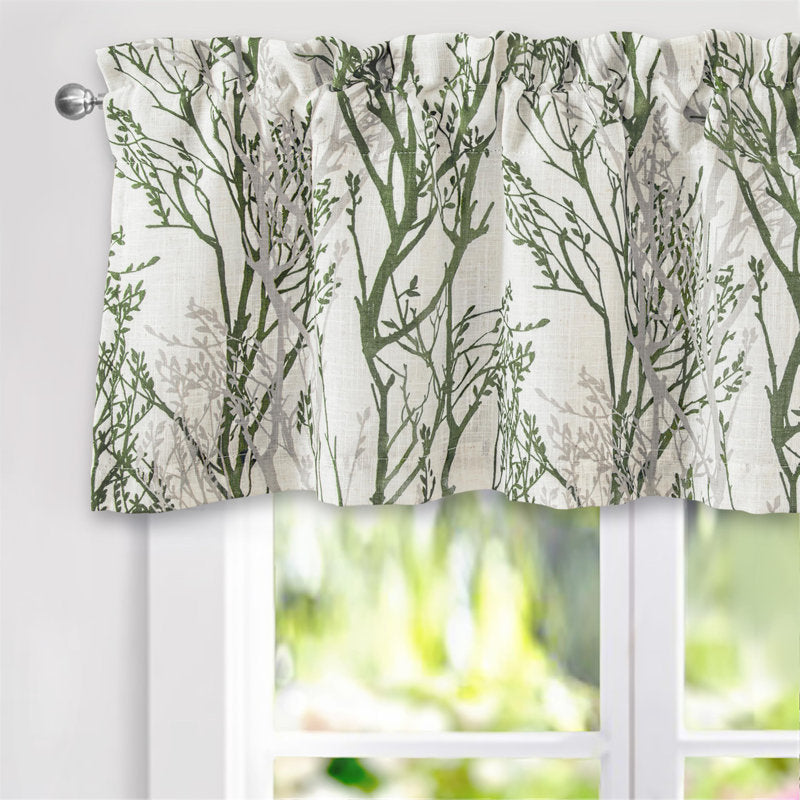 Tree Branch Linen Blackout Valance - Thermal Insulated Window Decor