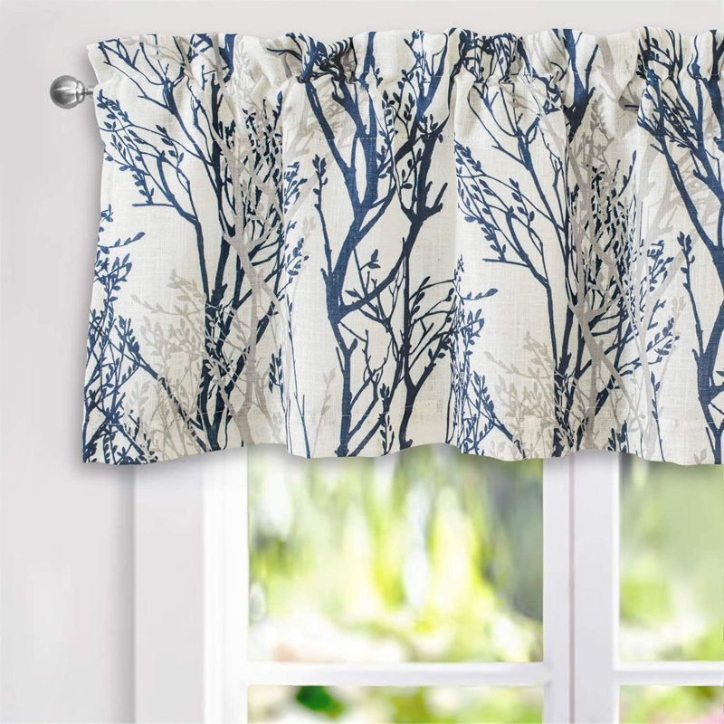 Tree Branch Linen Blackout Valance - Thermal Insulated Window Decor