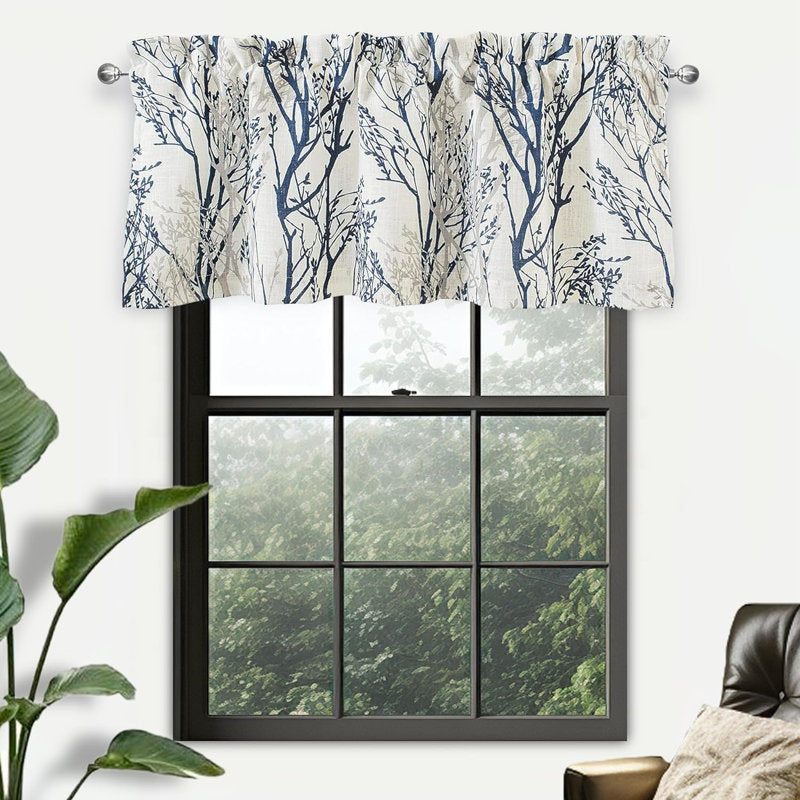 Tree Branch Linen Blackout Valance - Thermal Insulated Window Decor