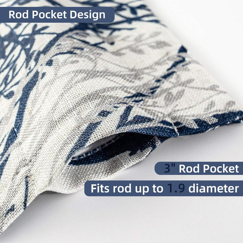 Tree Branch Linen Blackout Valance - Thermal Insulated Window Decor