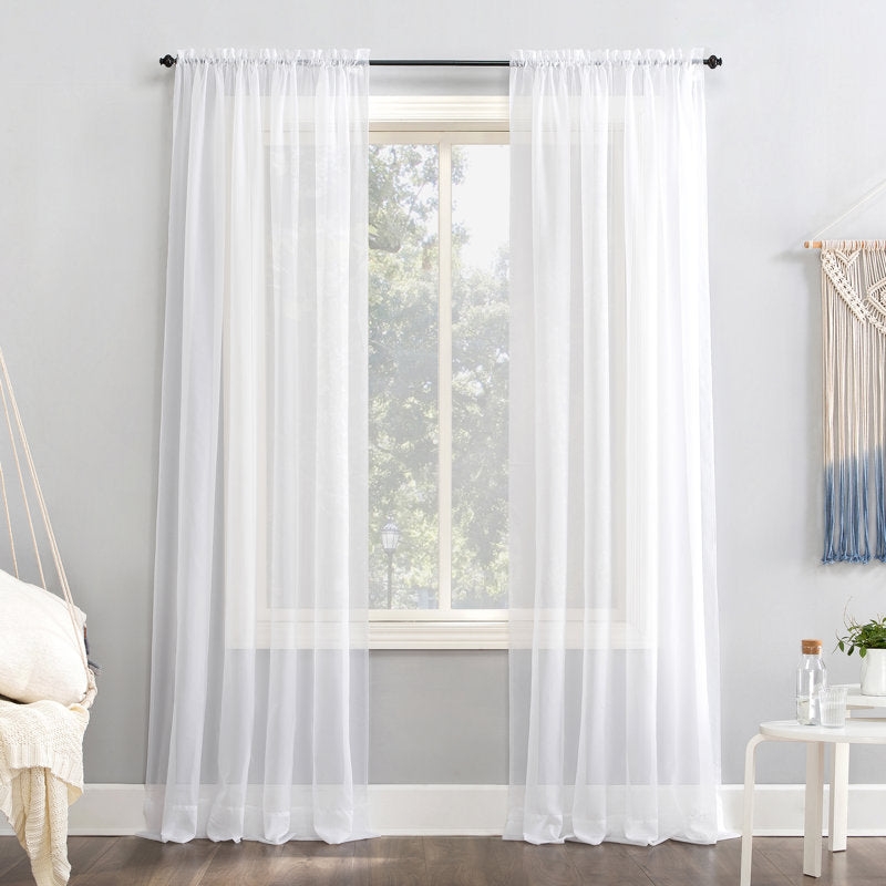 Albia Sheer Voile Rod Pocket Curtain Panel - Lightweight Window Decor