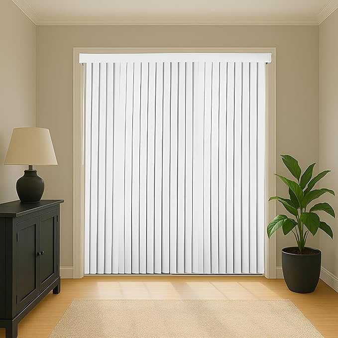 White Vinyl Vertical Blinds - Light-Filtering for Sliding Doors