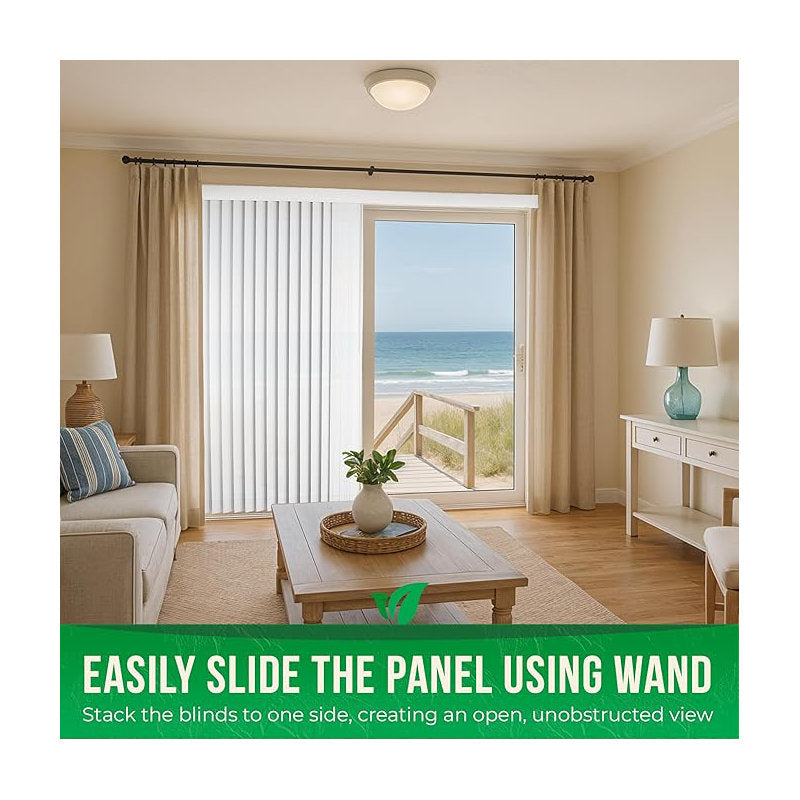 White Vinyl Vertical Blinds - Light-Filtering for Sliding Doors