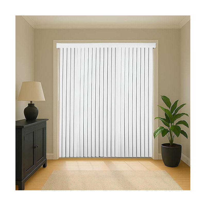 White Vinyl Vertical Blinds - Light-Filtering for Sliding Doors