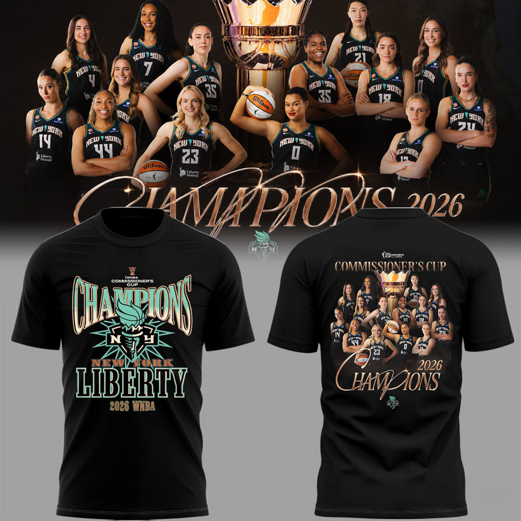 New York Liberty 2026 WNBA Commissioner_s Cup Champions Black Shirt NY Liberty Merch Fan Gifts