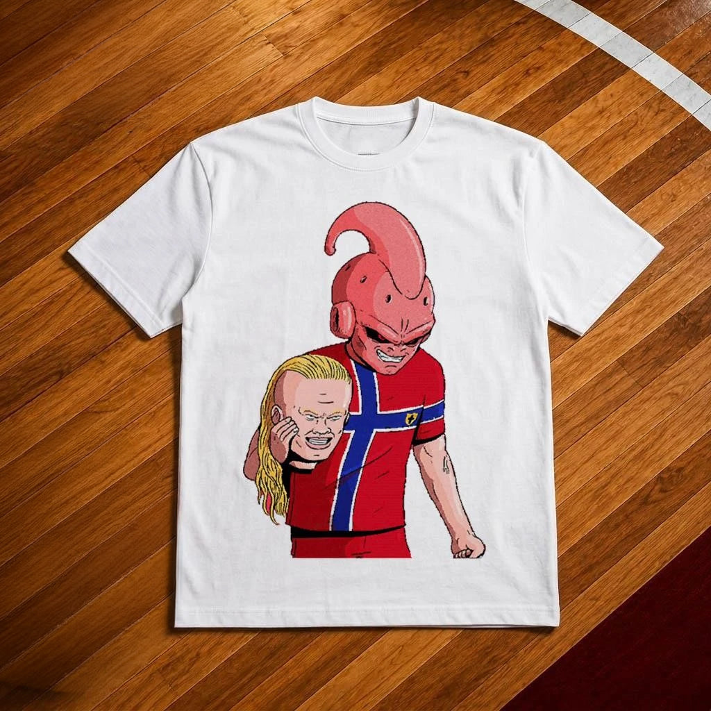 Kid Buu Dragon Ball Erling Haaland Norway Football Mashup Anime T-Shirt Norway FIFA WC 2026 Merch
