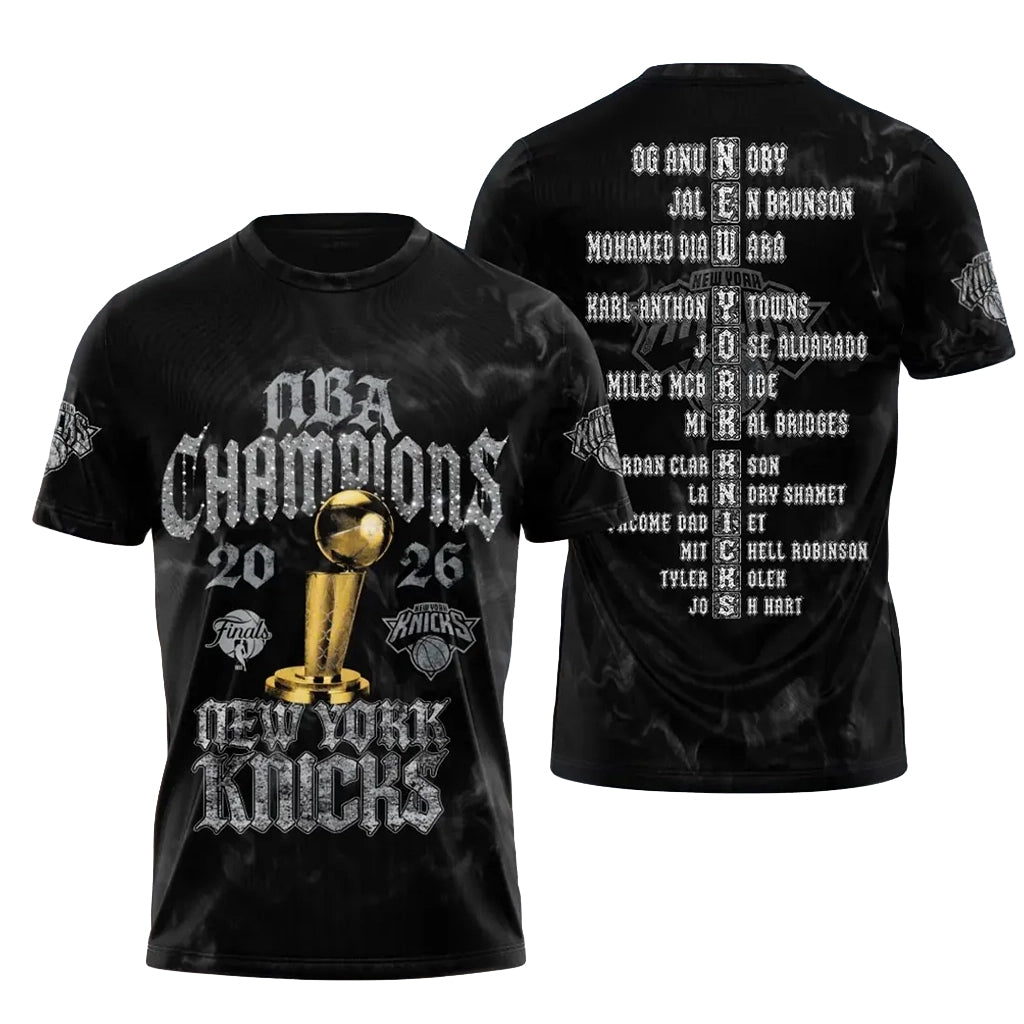 New York Knicks 2026 Finals Champions Black T-Shirt NY Knicks Merch Basketball Fan Gear