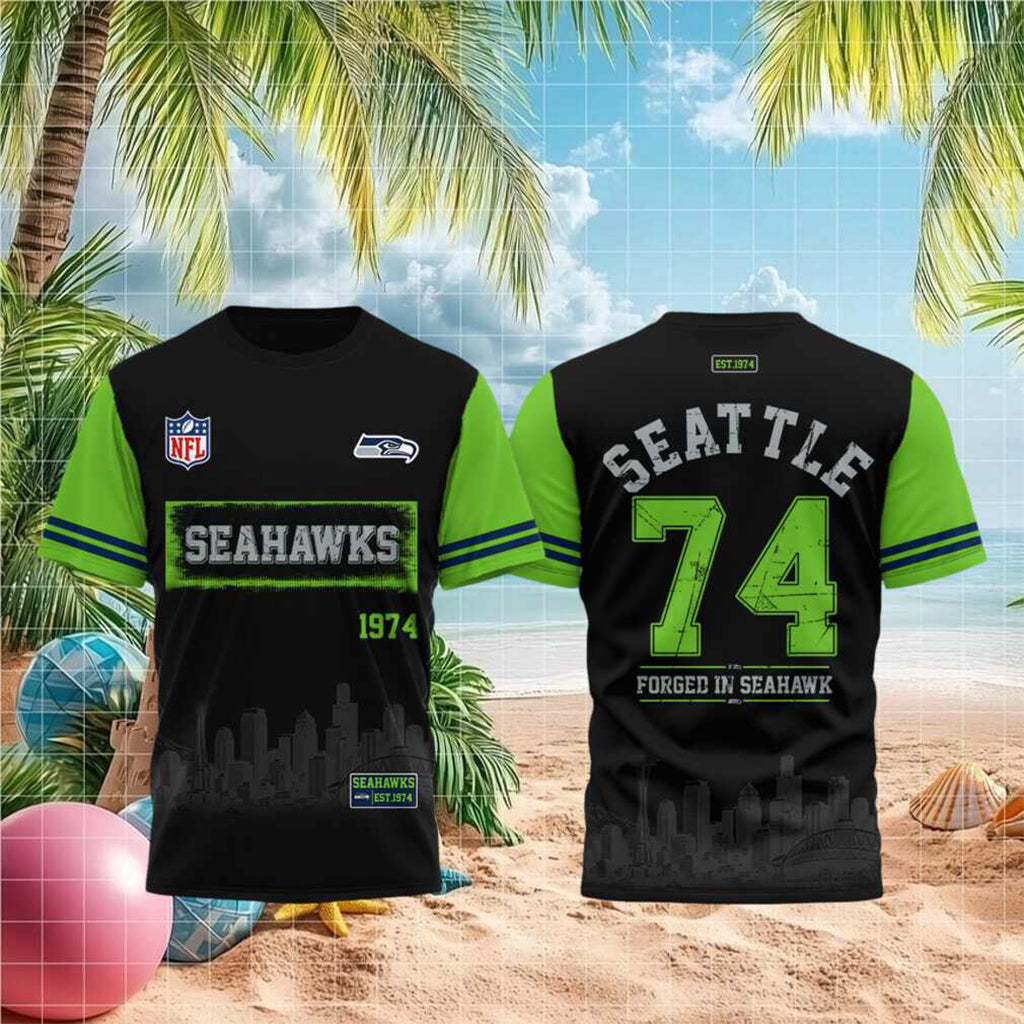 Seattle Seahawks Est 1974 Skyline T-Shirt Seattle Seahawks Merch Best Gifts For Football Lovers