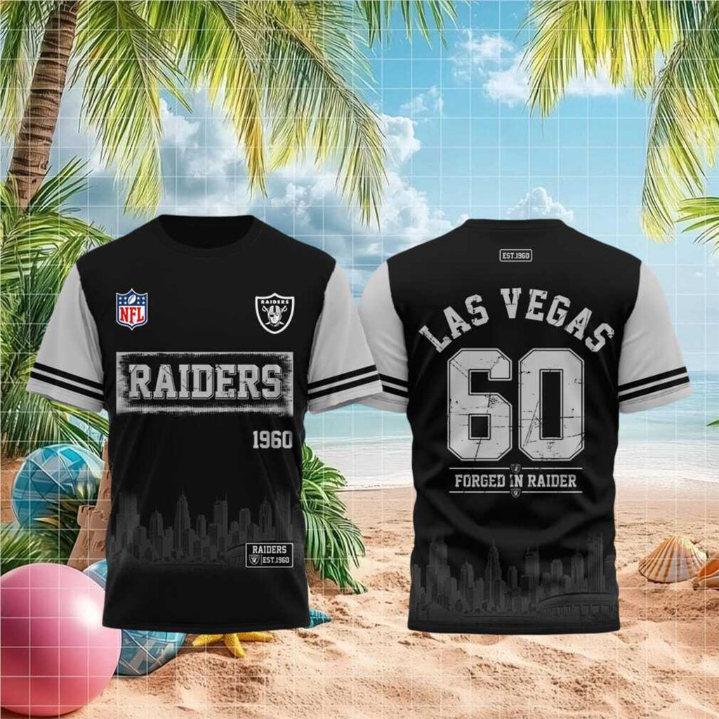 LV Raiders Est 1960 Forged In Raiders Skyline T-Shirt Raiders Merch Gift For Football Fans