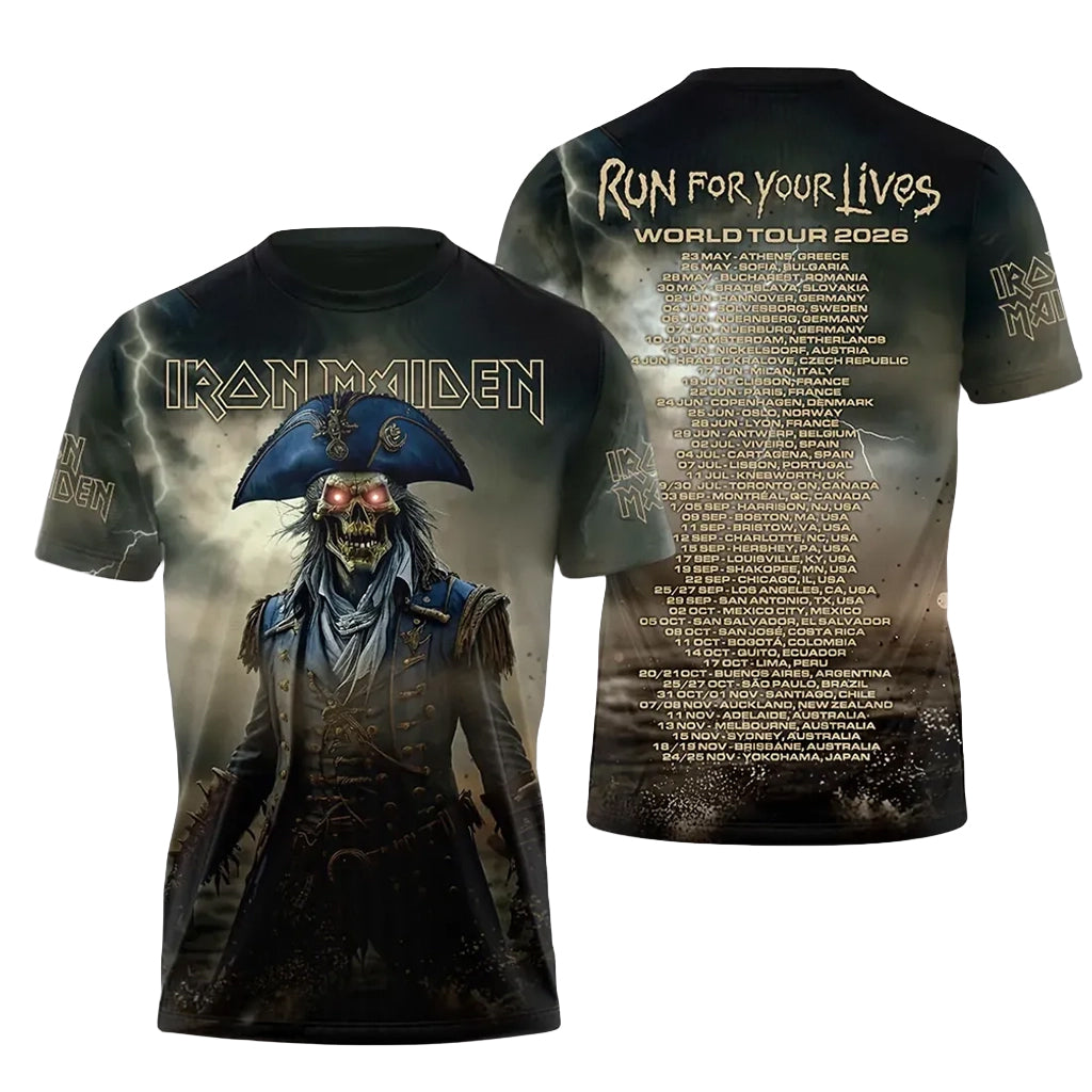 Iron Maiden World Tour 2026 Skeleton T-Shirt Iron Maiden Merch Cool Gifts For Music Lovers