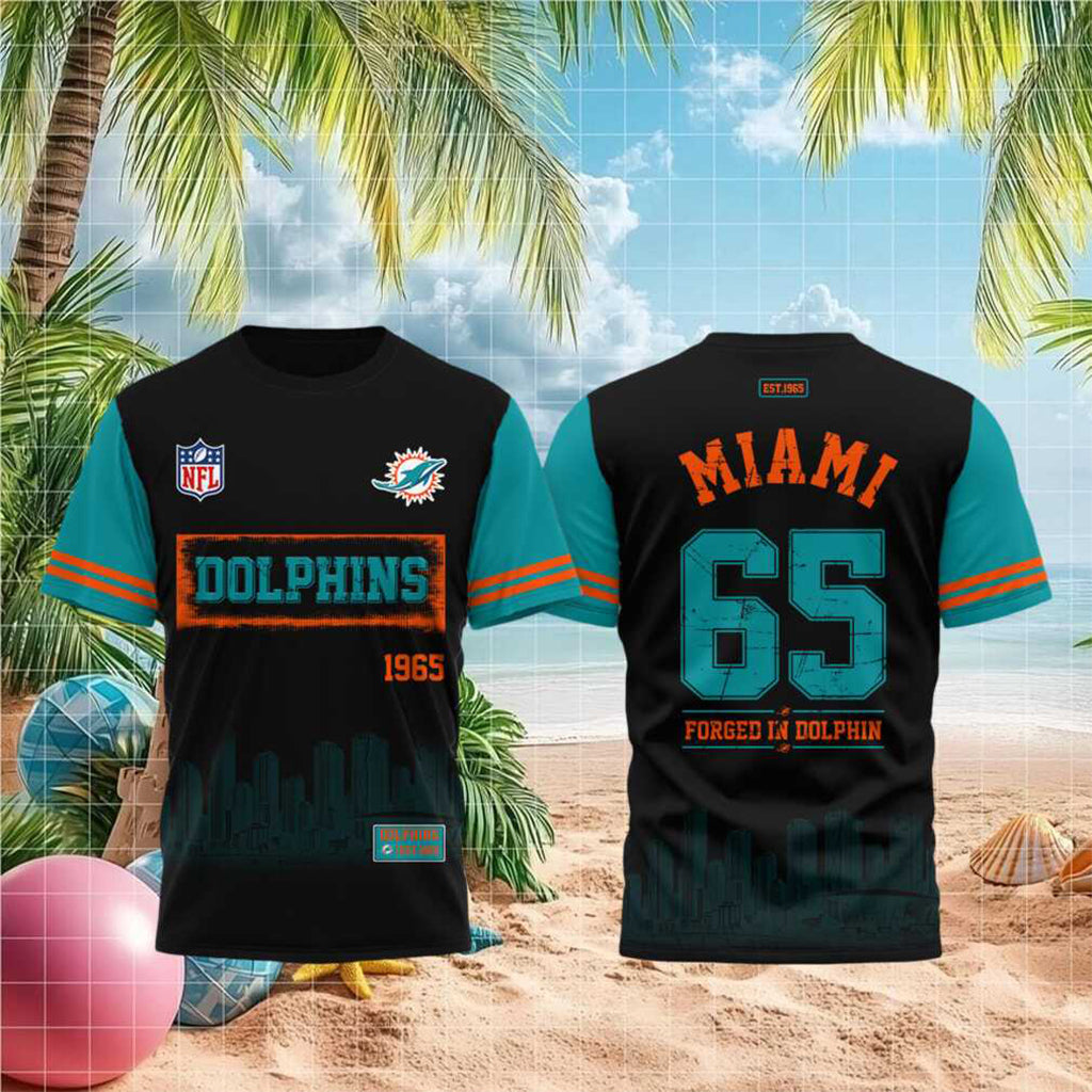 Miami Dolphins Est 1965 Skyline T-Shirt Miami Dolphins Merch Football Fan Shirt Gift For Him