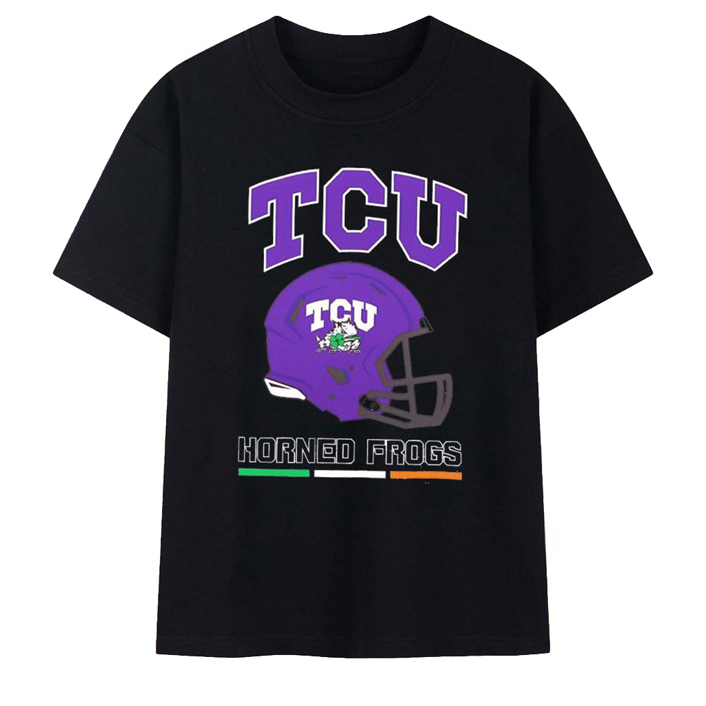 TCU Horned Frogs 2026 Ireland Football Helmet T-Shirt Frogs Merch Football Fan Gift Ideas