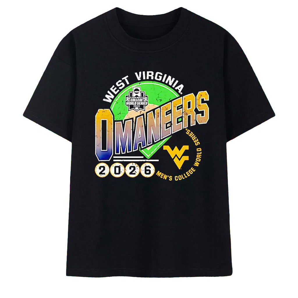 West Virginia Omaneers 2026 Men_s College World Series Baseball Logo Art T-Shirt Omaneers Merch