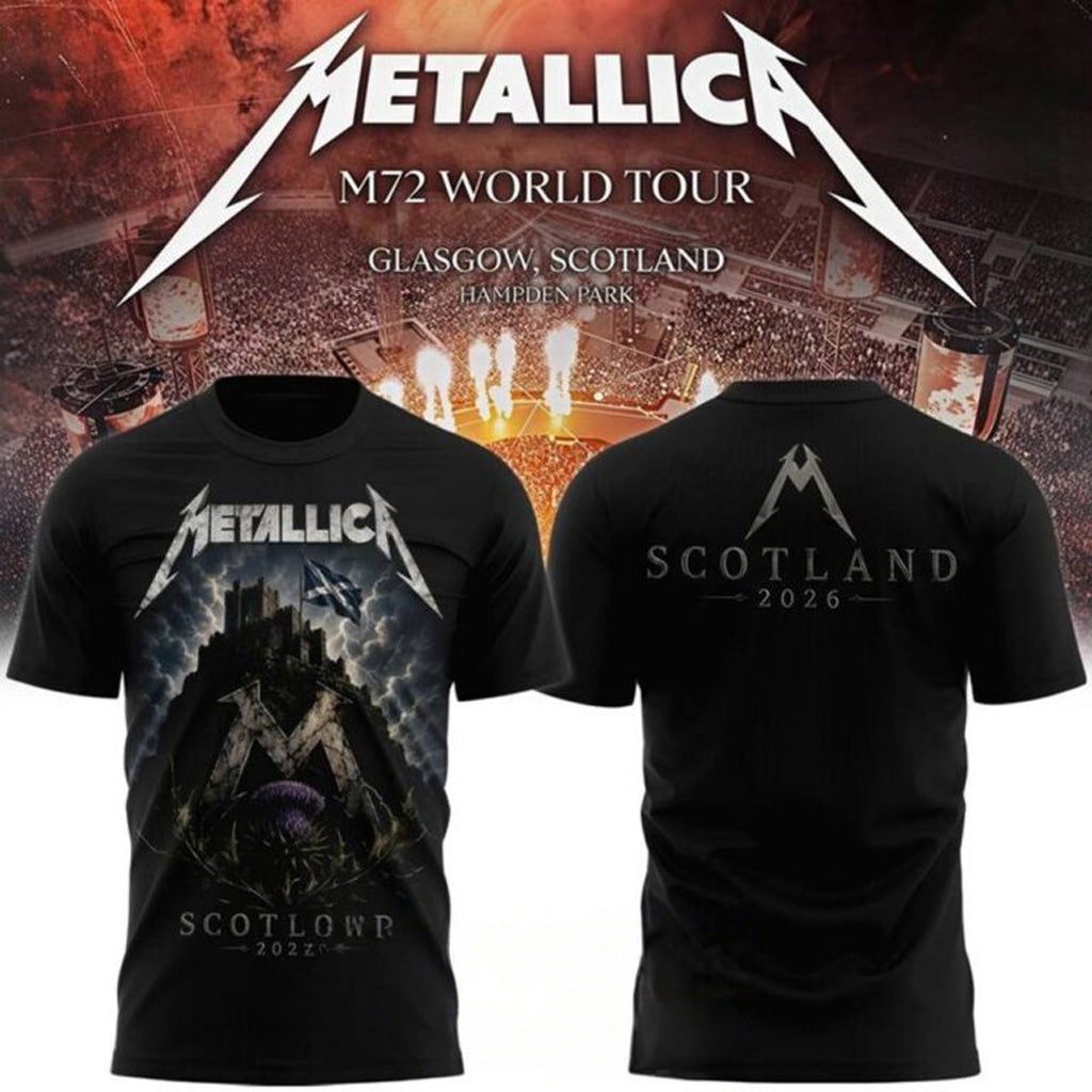 Metallica M72 World Tour Glasgow Special T-Shirt Metallica Merchandise Fan Gear