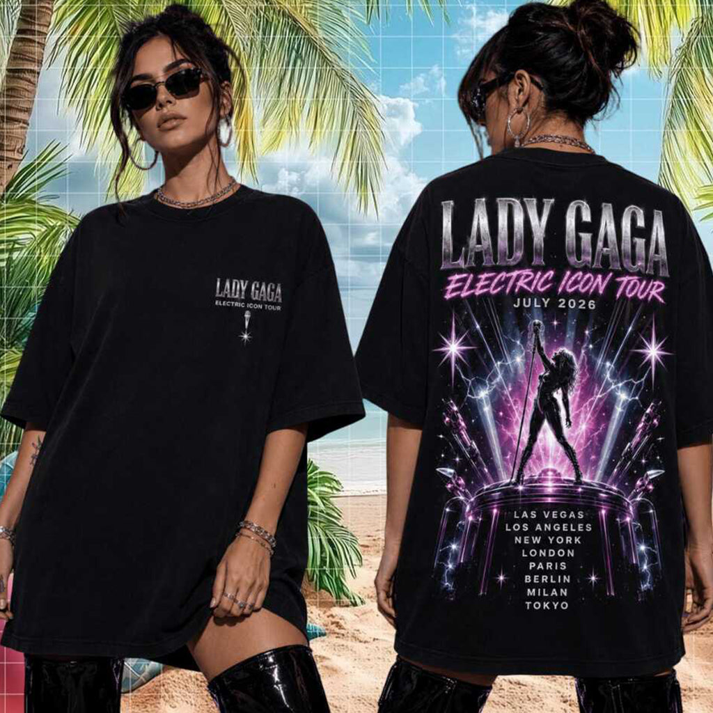 Lady Gaga Electric Icon Tour July 2026 Rock Heavy Metal Concert Shirt Lady Gaga Merch Fan Gear