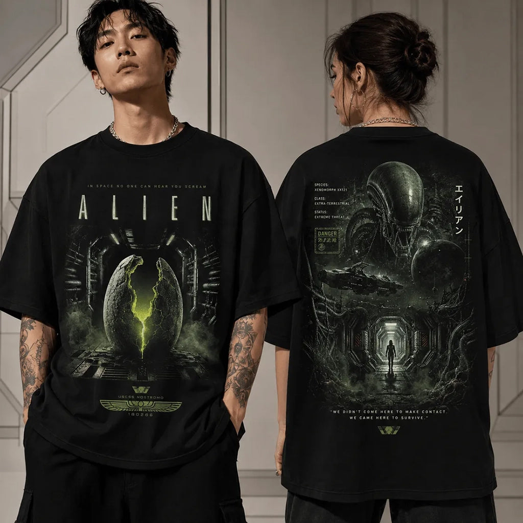 Alien Xenomorph Nostromo Black T-Shirt Alien Movie Apparel Gift Ideas For Fans