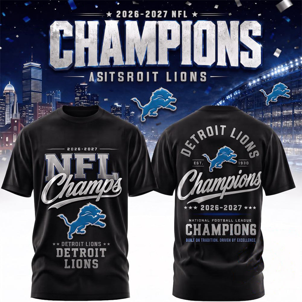 Detroit Lions 2026 2027 Champions T-Shirt Detroit Lions Merch Present For Football Enthusiast