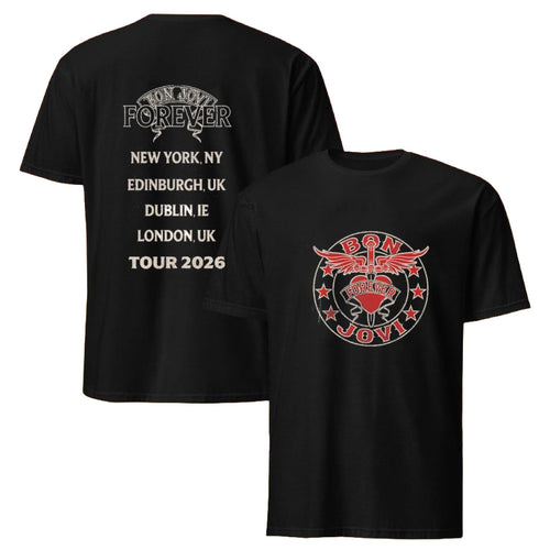 Bon Jovi Forever New York NY Edinburgh UK Dublin Ie London UK Tour 2026 T-Shirt Bon Jovi Merch