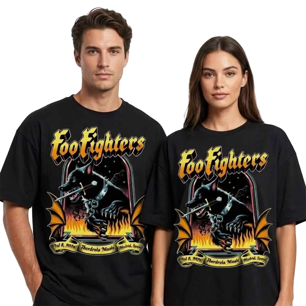 Foo Fighters Mad Cool Festival Merch 2026 Black Dog Artwork T-Shirt Foo Fighters Merch Fan Gift